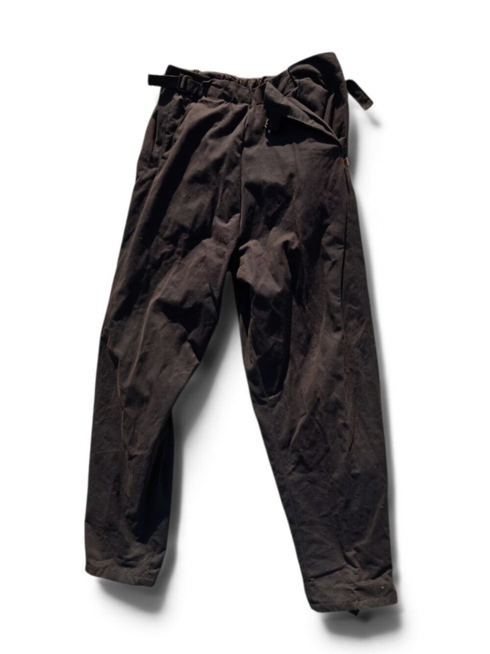 Kakadu Traders Australia Pants Large Brown Treated Cotton Lined Buckle Cuffs